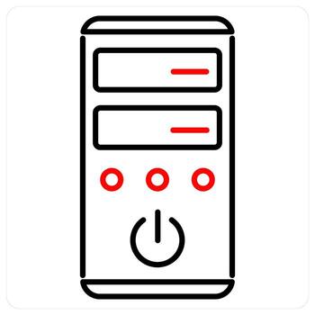 System Unit icon concept in red bold line color vector