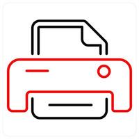 Printer icon concept in red bold line color vector