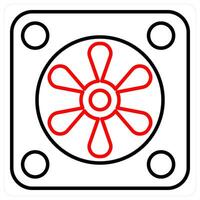 System Fan icon concept in red bold line color vector