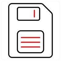 Floppy icon concept in red bold line color vector