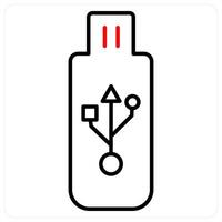 USB icon concept in red bold line color vector