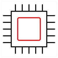 CPU Processor icon concept in red bold line color vector