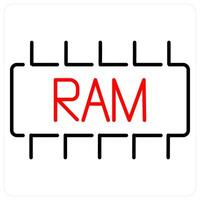 RAM icon concept in red bold line color vector