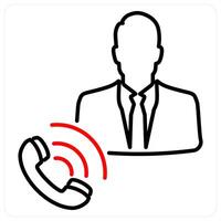 Contact icon concept in red bold line color vector