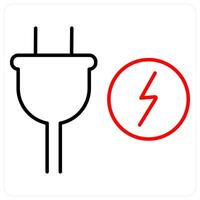 Power Supply icon concept in red bold line color vector