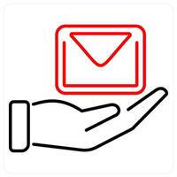 Email icon concept in red bold line color vector