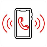 Phone icon concept in red bold line color vector