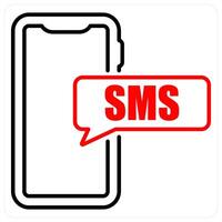 SMS icon concept in red bold line color vector