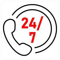 Call Center icon concept in red bold line color vector
