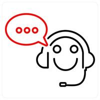 Customer Support icon concept in red bold line color vector