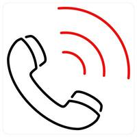 Calling icon concept in red bold line color vector