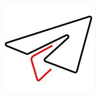 Paper Plane icon concept in red bold line color vector
