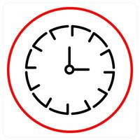 Clock icon concept in red bold line color vector