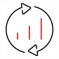 Analysis and stats icon concept in red bold line color vector