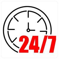 24 Hour icon concept in red bold line color vector