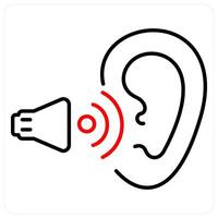 Active Listening icon concept in red bold line color vector