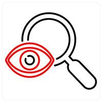 Observation icon concept in red bold line color vector