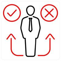 Decision Making icon concept in red bold line color vector