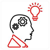 Critical Thinking icon concept in red bold line color vector