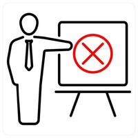 Identifying Errors icon concept in red bold line color vector