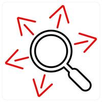 Research icon concept in red bold line color vector