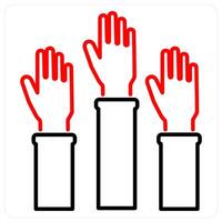 Social Participation icon concept in red bold line color vector