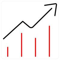 Growth icon concept in red bold line color vector