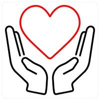 Charity icon in red bold line color vector