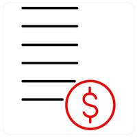 Money icon concept in red bold line color vector