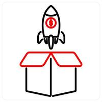 Launch icon concept in red bold line color vector