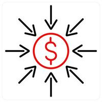 Contribution icon concept in red bold line color vector