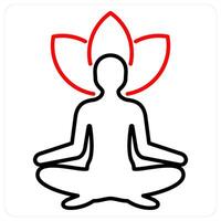 Yoga icon concept in red bold line color vector