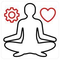 Stress management icon concept in red bold line color vector