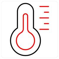 Temperature icon concept in red bold line color vector
