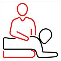 Therapy icon concept in red bold line color vector