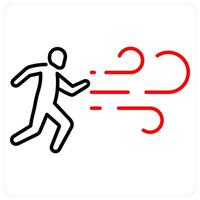 Wind icon concept in red bold line color vector