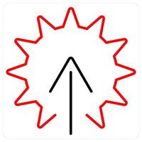 Sunrise icon concept in red bold line color vector
