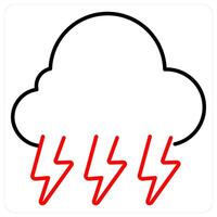 Thunder Storm icon concept in red bold line color vector