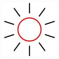 Sun icon in red bold line color vector