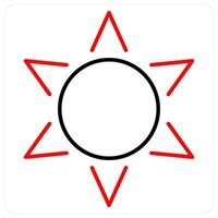 Sun and day icon concept in red bold line color vector