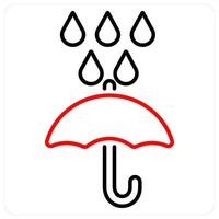 Rainy Day and rain icon concept in red bold line color vector