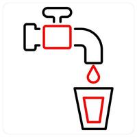 Save Water icon concept in red bold line color vector