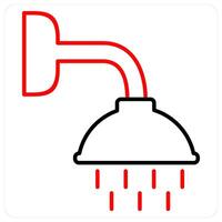 Shower icon concept in red bold line color vector