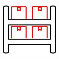 Warehouse icon concept in red bold line color vector