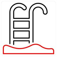 Swimming Pool icon concept in red bold line color vector