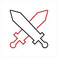 Battle icon in red bold line color vector