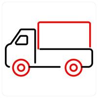 Truck and vehicle icon concept in red bold line color vector