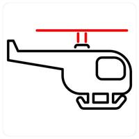 Helicopter icon concept in red bold line color vector
