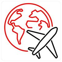 Travel and camping icon concept in red bold line color vector
