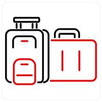 Suitcase icon concept in red bold line color vector